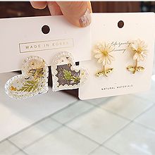 韩国东大门爱心耳环55529耳钉式, 心形, 植物心形 花 叶子 珍珠 珠子